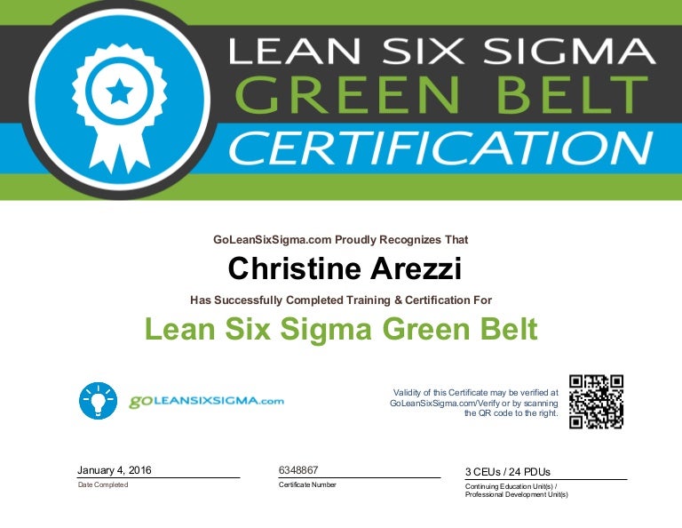 Green Belt Certificate Template