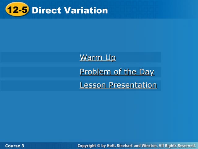 Direct Variation