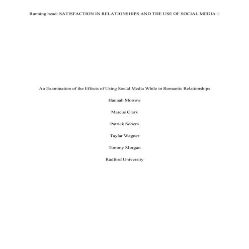 Social Media and Relationships