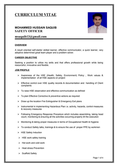 Safety Officer CV | PDF
