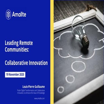 Leading remote communities for Collaborative innovation