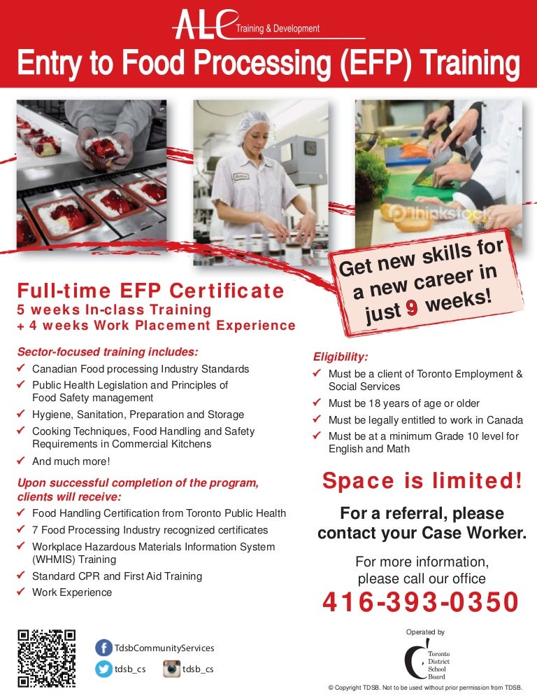 Entry To Food Processing Training Flyer