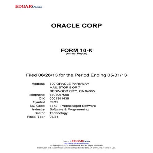 Oracle 10-k