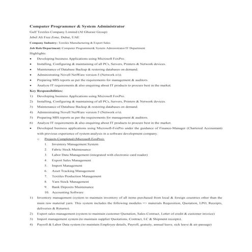 Computer Programmer | PDF | IT and Internet Support | Internet