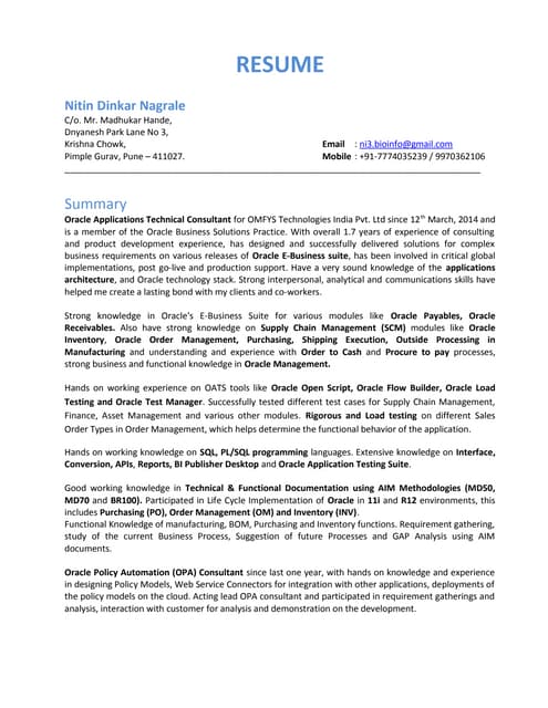 Resume - Nitin Nagrale