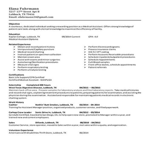 Elana Fuhrmann Resume