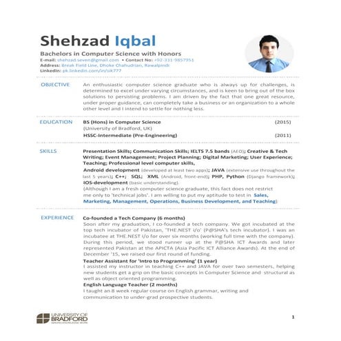 SHEHZAD IQBAL - Resume - Namal