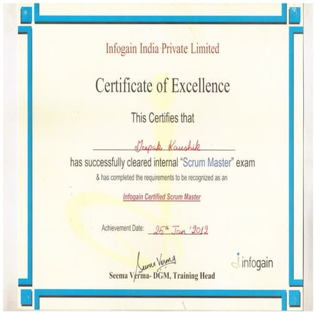 Certified Scrum Master Certificate | PDF