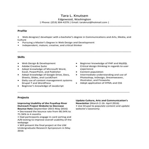 Tara Knutsen Resume | PDF