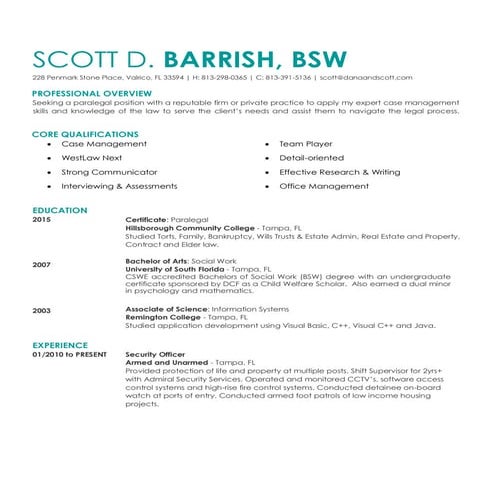 Scott Barrish Resume (PLA) | PDF