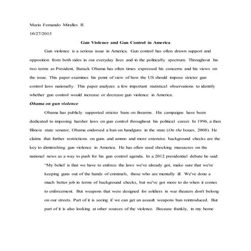 Gun Violence and Gun Control in America