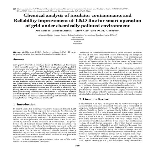 Chemical analysis of insulator SEISCON 2011