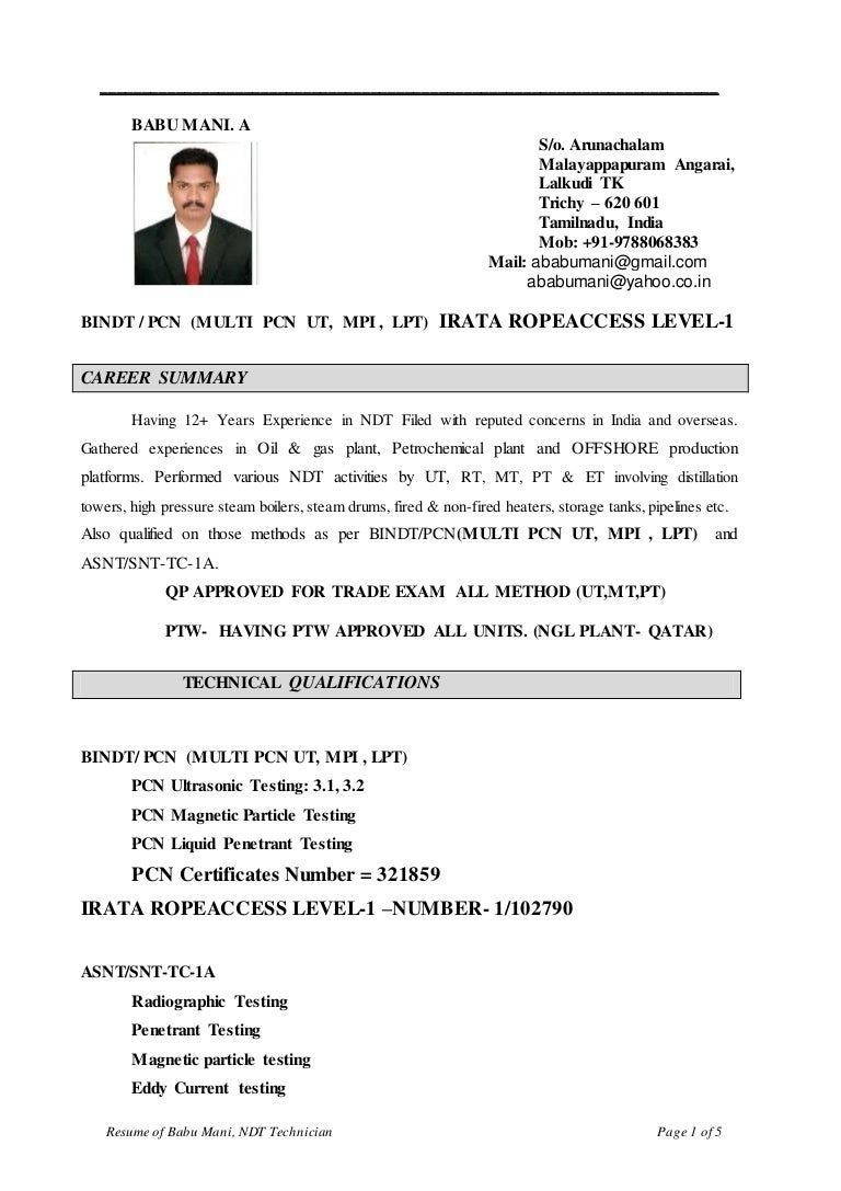 ndt pcn multi with ropeaccess cv ndt resume
