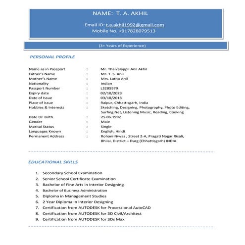 T. A. Akhil Resume | PDF