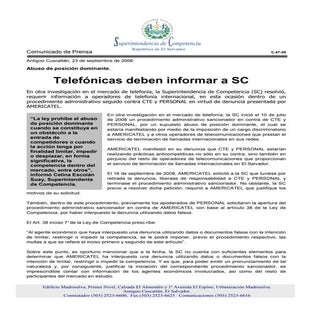 Telefónicas deben informar a SC