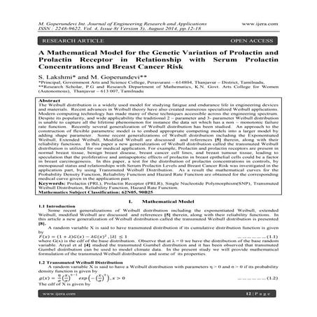 A Mathematical Model for the Genetic Variation of Prolactin and Prolactin Rec...