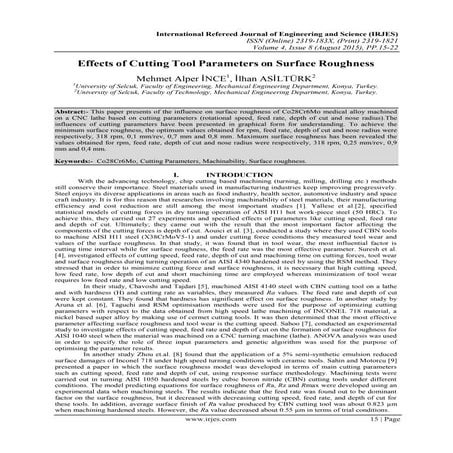 Effects of Cutting Tool Parameters on Surface Roughness