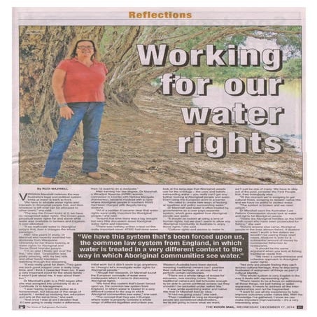 Koori Mail 17Dec14 feature Dr V Marshall Aboriginal Water Rights