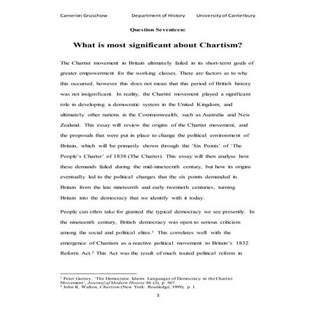 What is so significant about Chartism? | DOCX