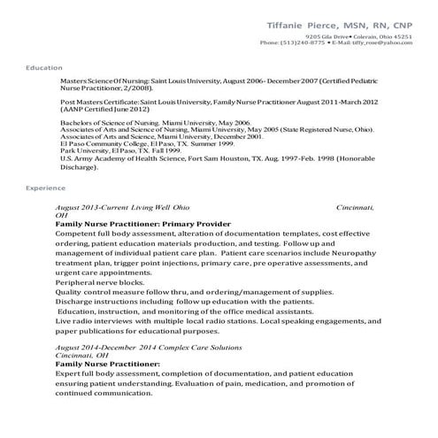 Tiffanie Pierce Vitae