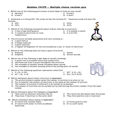 C4 And C5 Multiple Choice Revision Quiz