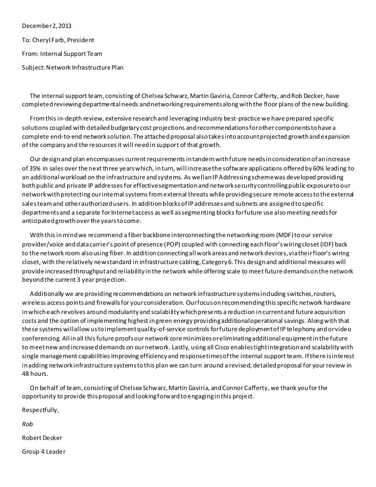Cover Letter & Proposal Network Infrastructure Plan