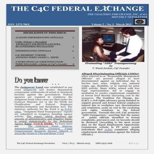 The C4C Federal Exchange Newsletter Vol. 2 No. 3  (March 2015) 