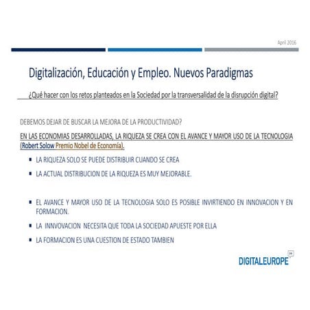 Digitalización, Educación y Empleo: nuevos paradigmas