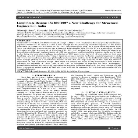 Limit State Design: IS: 800 2007 a New Challenge for Structural Engineers in ...