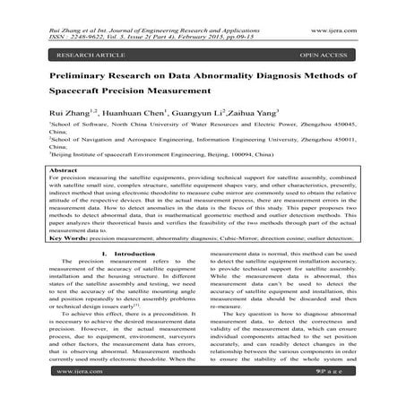 Preliminary Research on Data Abnormality Diagnosis Methods of Spacecraft Prec...