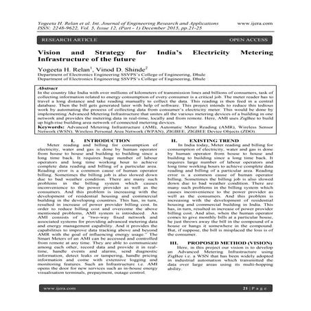 Vision and Strategy for India’s Electricity Metering Infrastructure of the fu...