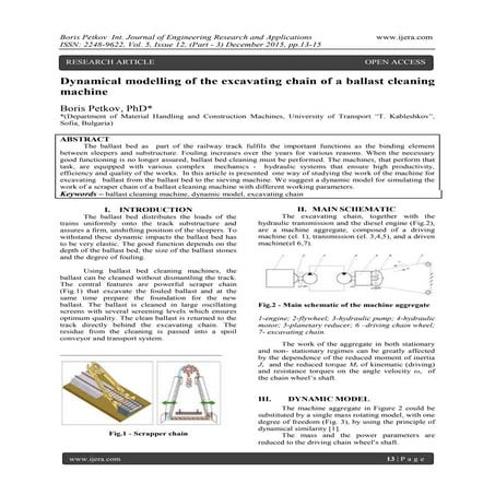 Dynamical modelling of the excavating chain of a ballast cleaning machine