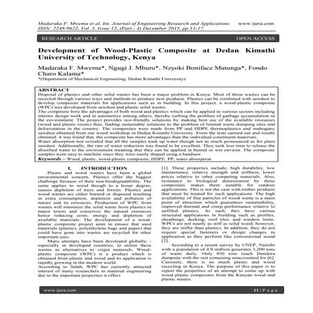 Development of Wood-Plastic Composite at Dedan Kimathi University of Technolo...
