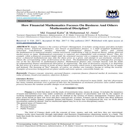 How Financial Mathematics Focuses On Business And Others Mathematical Discipl...