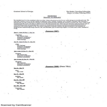 proposed travel itinerary