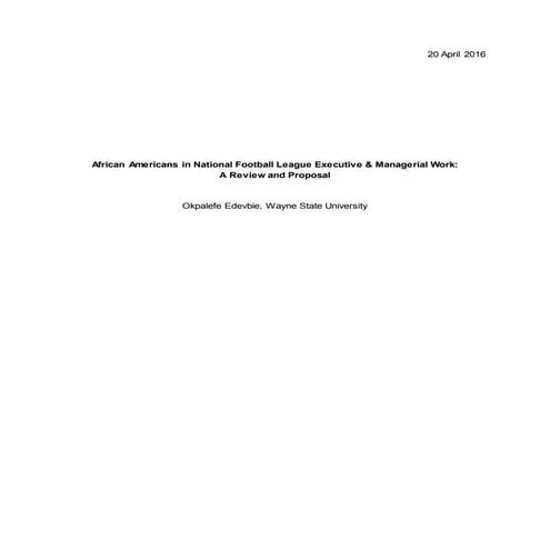 NFL Research Proposal - Wayne State (Freshman Year)