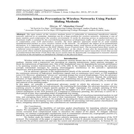 Jamming Attacks Prevention in Wireless Networks Using Packet  Hiding Methods