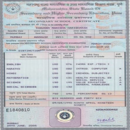 SSC (CERTIFICATE)