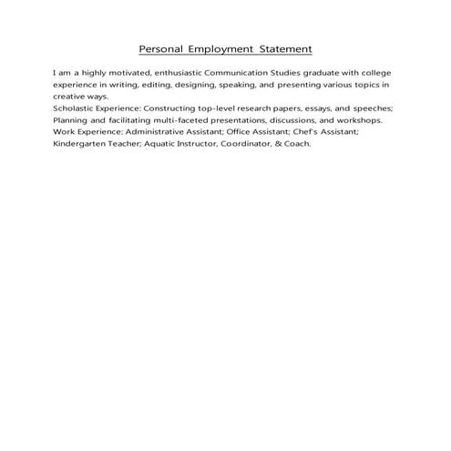 Personal Employment Statement | DOCX | Education