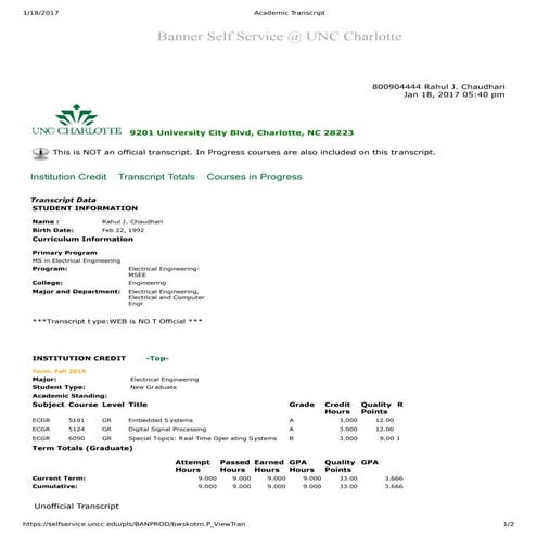 Academic Transcript | PDF