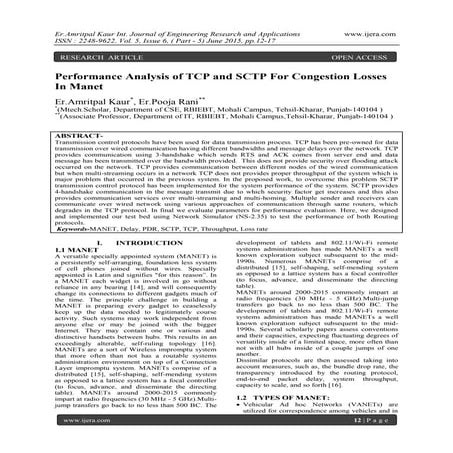 Performance Analysis of TCP and SCTP For Congestion Losses In Manet