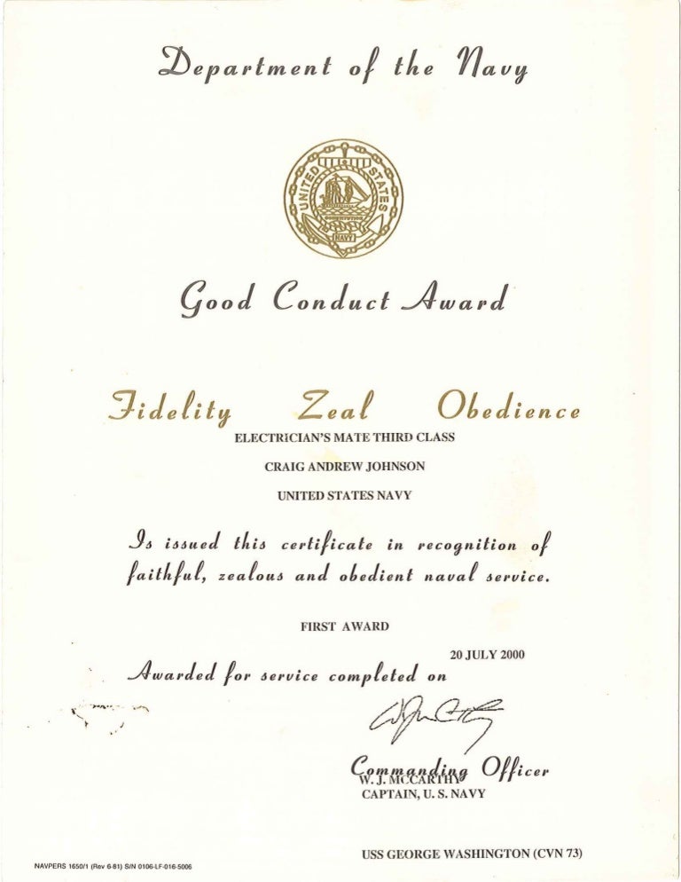 Navy Good Conduct Award 2000