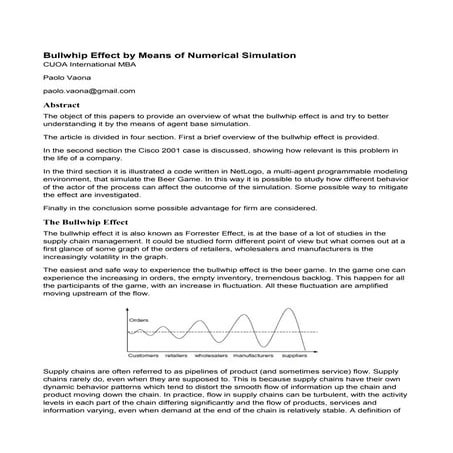 Bullwhip Effect by Means of Numerical Simulation_PV