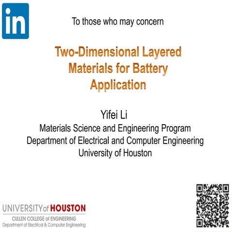 Two-Dimensional Layered Materials for Battery Application--Yifei Li