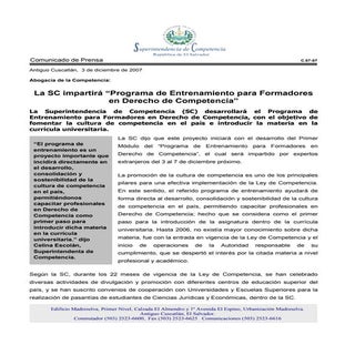 La SC impartirá “Programa de Entren...