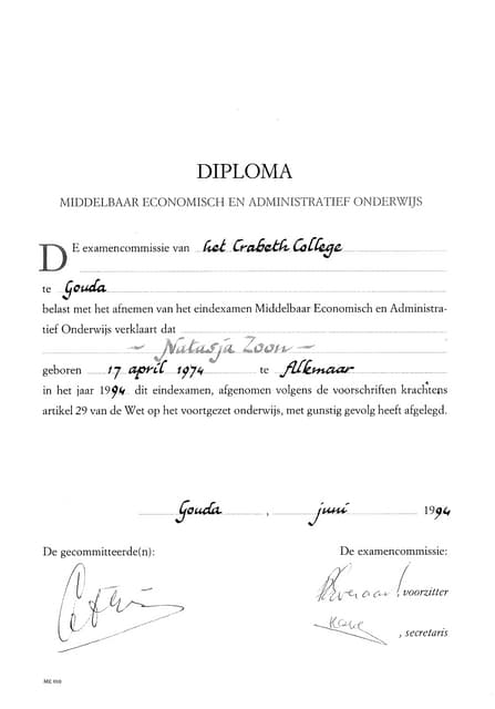 Middelbare school diploma