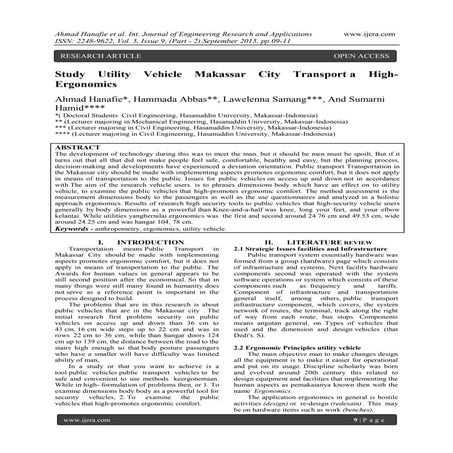 Study Utility Vehicle Makassar City Transport a High- Ergonomics