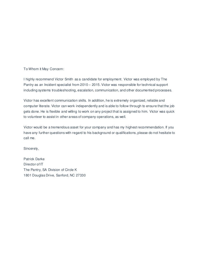 LETTER OF RECOMMENDATION-PANTRY