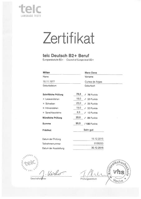 B2+ Zertifikat