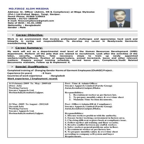 Firoz Alom CV(Officer)